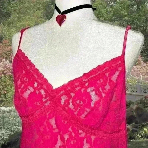 Y2k 90s Barbie Pink Lace Morgan Taylor Slip Size XL - Picture 2 of 7